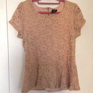 Pink peplum lace top